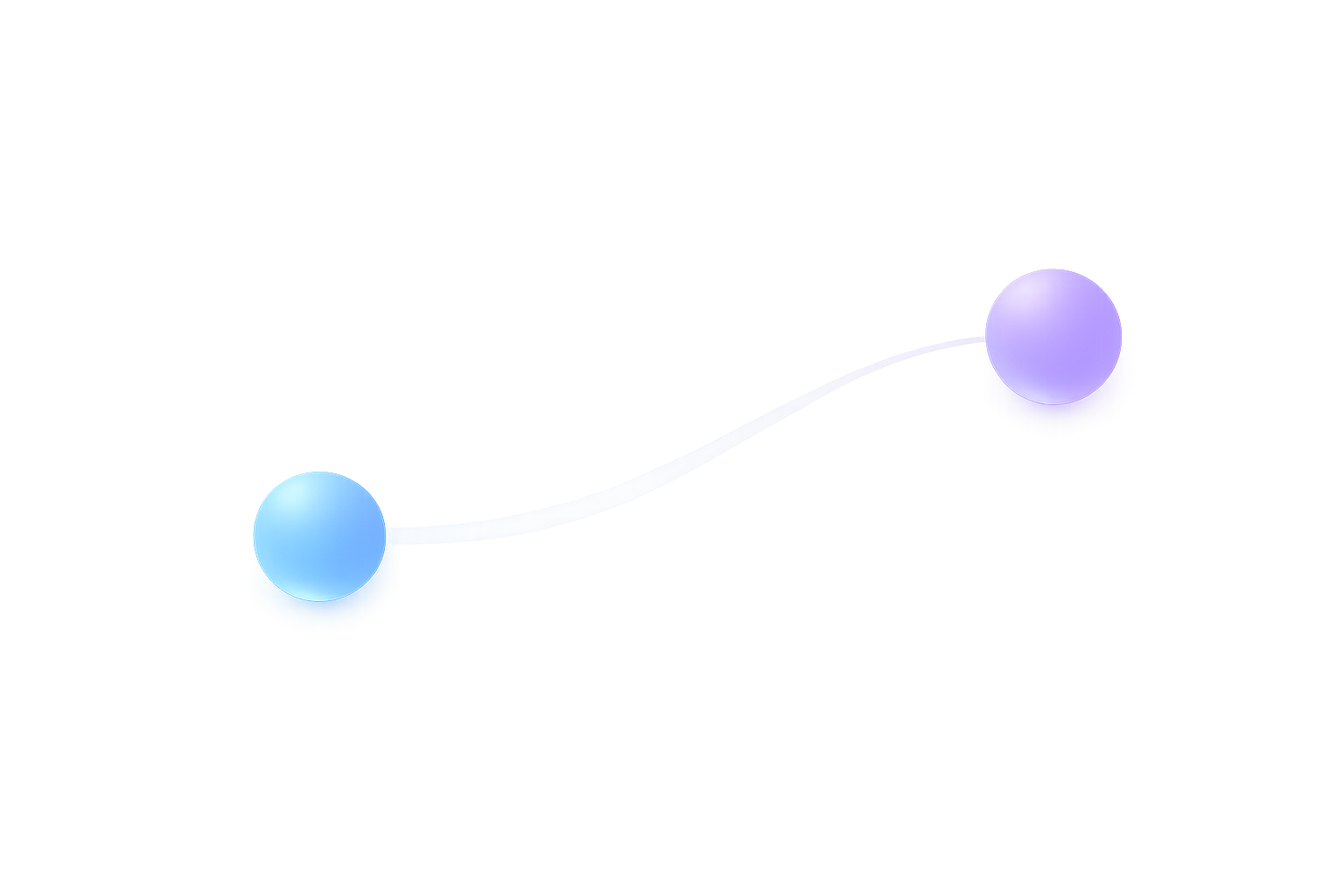 Two connected gradient spheres representing NammaStack's two founders working in sync